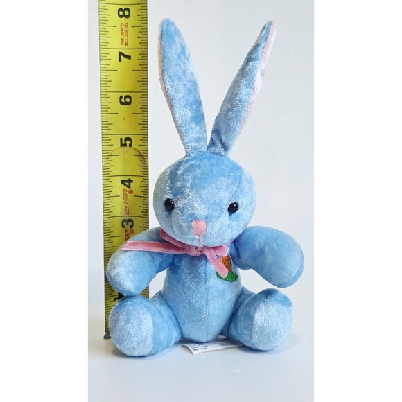 Billion Team Limited Bunny Rabbit Plush Blue Stuffed Toy Embroidered Carrot 7" - Picture 13 of 13